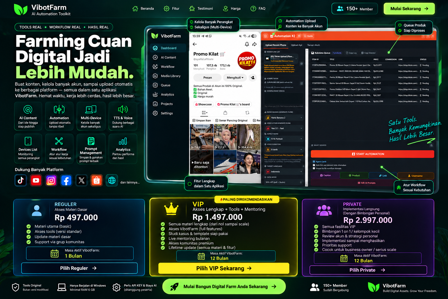 VibotFarm automation dashboard dan aplikasi
