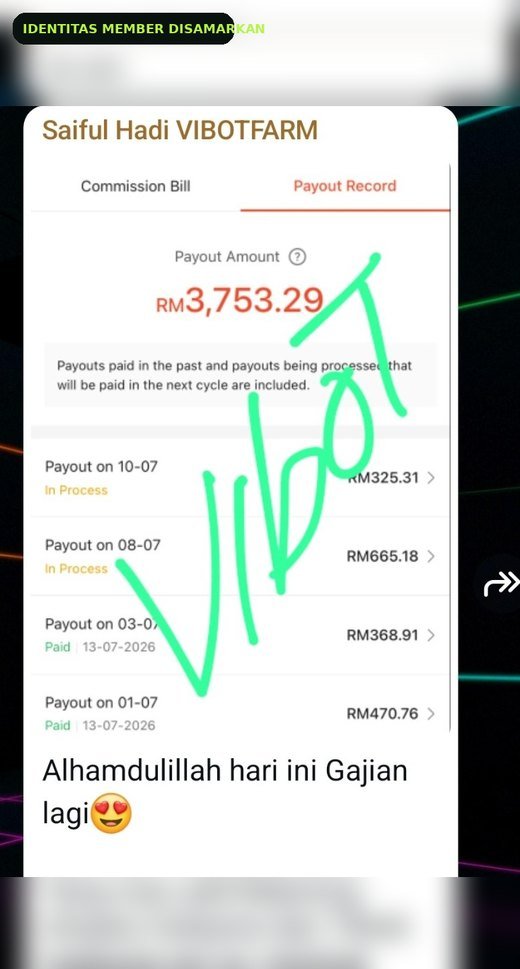 Screenshot hasil member TikTok Shop