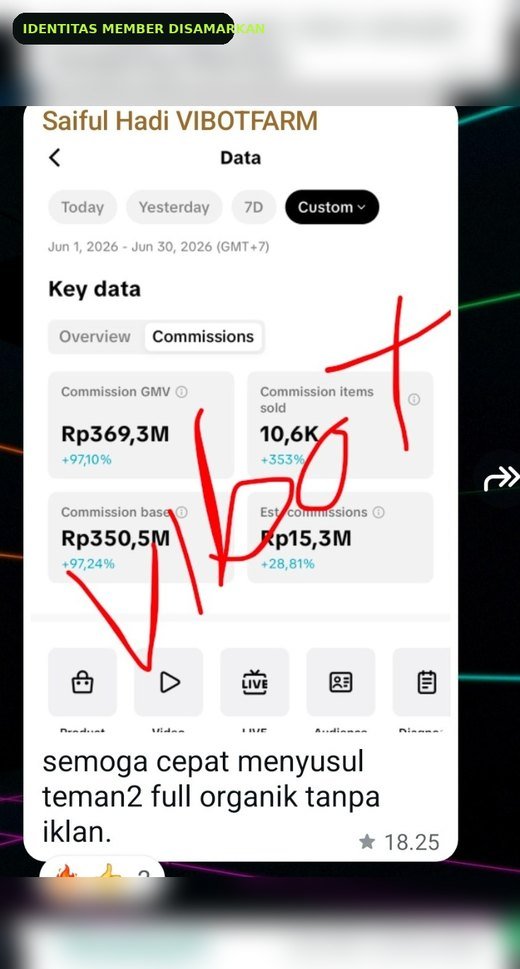 Screenshot estimasi komisi member