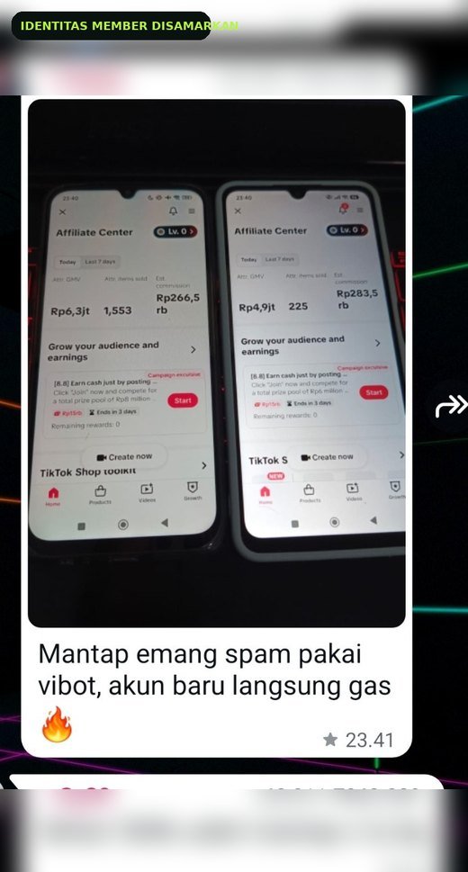 Screenshot hasil tujuh hari member