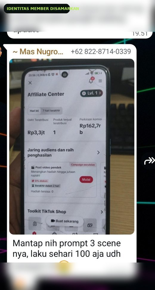 Screenshot hasil member kedelapan