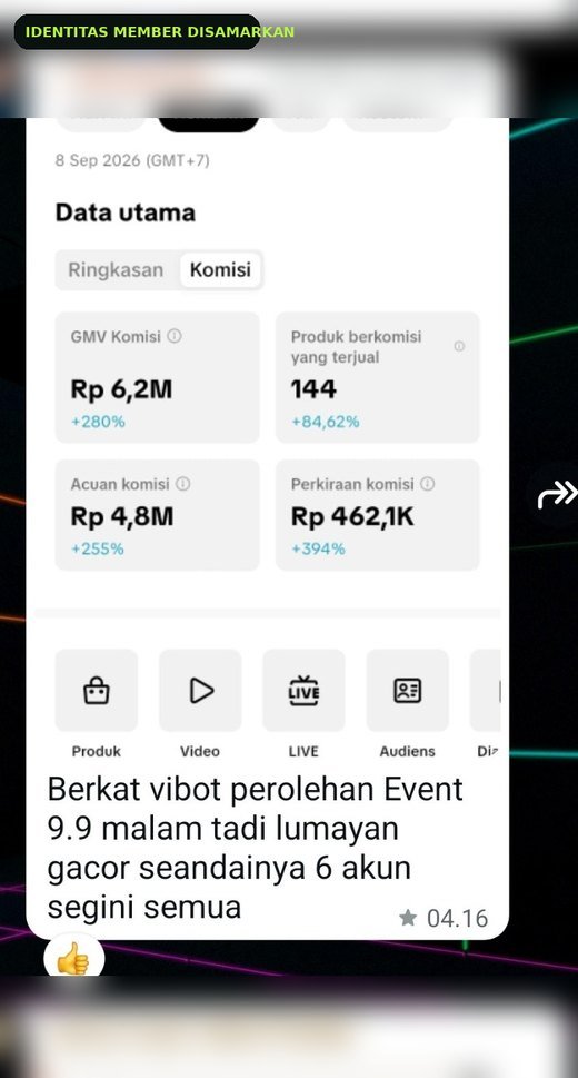 Screenshot hasil Shopee member
